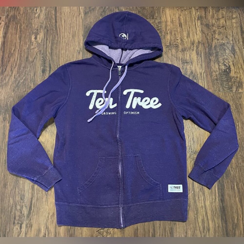 Purple Ten Tree zippered hoodie sweater embroidered Medium mint condition
